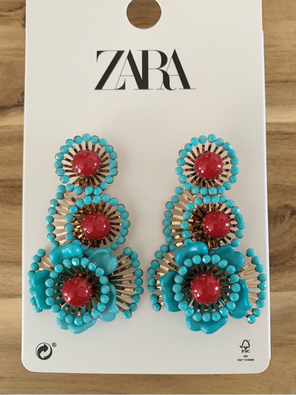 Zara turquoise statement Earrings NWT - Picture 4 of 7